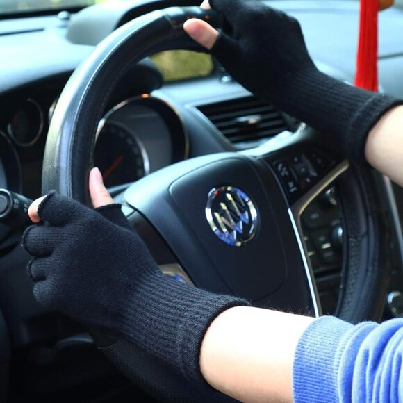 2 Pairs Winter Fingerless Gloves for Women Half Finger Stretchy Knit Gloves Leng - Picture 7 of 7